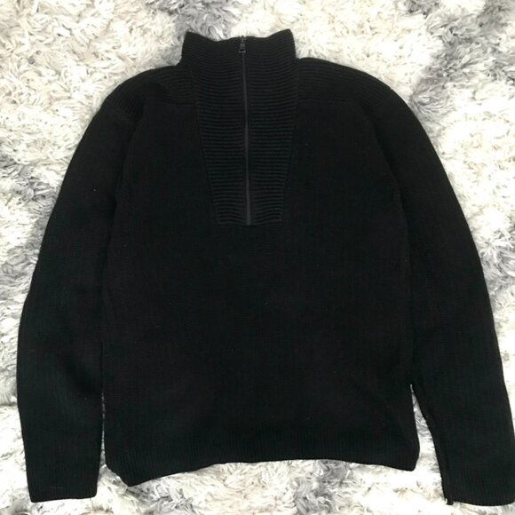 Armani Exchange 1/4 zip Knit Sweater 100% Cotton Men's Large Black Quarterzip - Picture 2 of 11